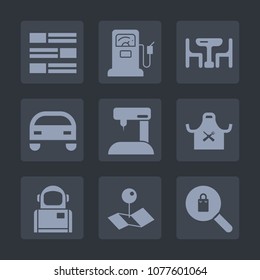 Premium set of fill icons. Such as time, petroleum, family, map, location, astronaut, gasoline, media, female, car, communication, petrol, vehicle, home, news, equipment, global, kitchen, pin, man