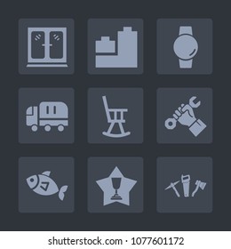 Premium set of fill icons. Such as teddy, industry, office, child, smart, sea, cabinet, technology, play, home, modern, winner, toy, kitchen, interior, gadget, cargo, transport, bear, builder, first