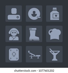 Premium set of fill icons. Such as remove, poker, avatar, contact, user, health, japan, hat, account, juice, beautiful, geisha, leather, person, fitness, footwear, play, sign, human, hygiene, chef