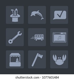 Premium set of fill icons. Such as fresh, nature, repair, hammer, store, transportation, communication, jump, spanner, animal, wand, bus, wildlife, message, grocery, marine, star, magic, shop, seafood
