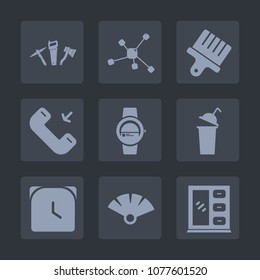 Premium set of fill icons. Such as chemistry, wrench, japanese, drink, science, cabinet, white, work, screen, gadget, interior, molecule, traditional, atom, call, sensu, spanner, fan, clock, furniture