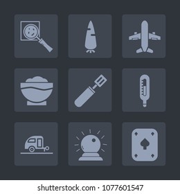 Premium set of fill icons. Such as healthy, food, vegetable, drink, sign, aircraft, white, coffee, pot, chef, raw, pan, air, search, magnifying, play, trailer, plane, restaurant, orange, carrot, find