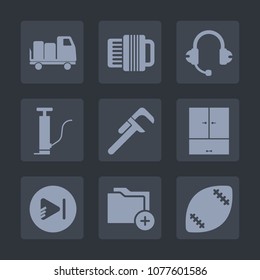 Premium Set Of Fill Icons. Such As Station, Van, Video, Speaker, Transport, Reparation, Home, Service, Transportation, Stadium, Gas, Accordion, Folder, Gasoline, Sign, Radio, Music, Play, Power, File