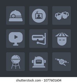 Premium set of fill icons. Such as gun, war, military, barbecue, cold, video, meat, pub, drink, young, bar, weapon, alcohol, summer, beer, space, television, glass, people, helmet, chinese, science