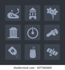 Premium set of fill icons. Such as nature, button, mountain, hammer, architecture, white, switch, blossom, urban, branch, bike, planet, flower, orbit, network, repair, pink, health, spring, cherry