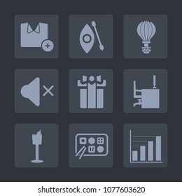 Premium set of fill icons. Such as present, work, data, bottle, food, t-shirt, mute, extreme, canoeing, model, water, parachuting, box, sky, office, volume, table, lake, celebration, chinese, activity