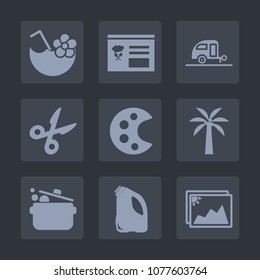 Premium set of fill icons. Such as food, nature, paper, party, ice, image, brush, tropical, , travel, glass, menu, adventure, summer, palette, transport, black, sign, vacation, paint, frame, button