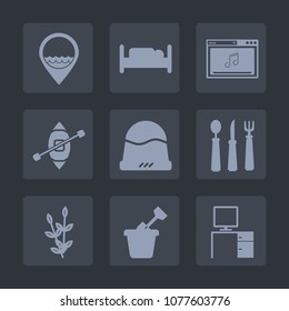 Premium set of fill icons. Such as white, media, agriculture, business, knife, bed, job, work, clothing, technology, fork, hotel, travel, kitchen, harvest, internet, spoon, double, sand, plant, play