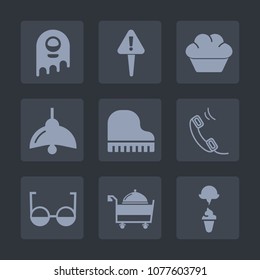 Premium set of fill icons. Such as bakery, space, science, sweet, dessert, muffin, web, ufo, machine, music, mark, doughnut, humanoid, eye, exclamation, service, caution, bulb, sign, fiction, light