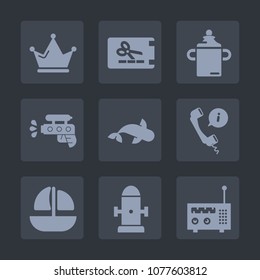 Premium set of fill icons. Such as game, ocean, ship, royal, coupon, banner, paper, gun, water, technology, baby, princess, milk, call, queen, sea, hydrant, center, king, crown, headset, pistol, media