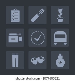 Premium set of fill icons. Such as pants, cooking, transport, fashion, interior, camera, food, bar, alcohol, beer, film, list, kitchen, television, white, decoration, top, nature, beauty, perfume, pub