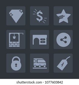 Premium set of fill icons. Such as table, usd, transportation, star, gemstone, web, button, money, bucket, wooden, office, social, gem, flight, security, internet, brilliant, crystal, rural, antique