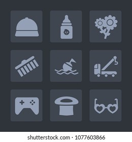 Premium set of fill icons. Such as buoy, style, kid, joystick, hat, childhood, sunglasses, safety, summer, play, flower, vehicle, nature, blossom, life, accident, bottle, fashion, cap, object, white