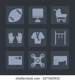 Premium set of fill icons. Such as wheel, technology, drone, exercise, perambulator, child, sign, grass, football, control, office, camera, hand, communication, send, field, family, action, monitor