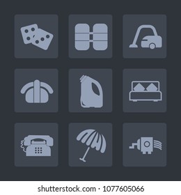 Premium set of fill icons. Such as game, tank, cylinder, vacuum, cheese, grater, bed, pressure, phone, bedroom, umbrella, kitchen, rain, casino, fish, underwater, housework, oxygen, salmon, double