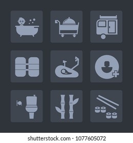 Premium set of fill icons. Such as kid, bathroom, white, bath, care, nature, equipment, fitness, caravan, restaurant, account, boy, add, bamboo, seafood, japan, shower, journey, cute, bicycle, public
