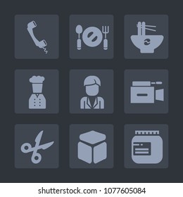 Premium set of fill icons. Such as meal, sign, tasty, food, chinese, microphone, television, glass, young, square, male, cube, plate, jar, video, cuisine, dinner, chief, jam, casual, boy, restaurant