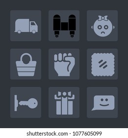 Premium set of fill icons. Such as craft, ship, spaceship, fashion, people, post, leather, hand, science, bag, space, rocket, mail, technology, finger, transport, letter, sign, sad, present, gift, kid