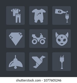 Premium set of fill icons. Such as baby, clothes, drink, road, fiction, ice, gem, small, fashion, collection, art, quad, origami, bulb, creative, monster, bottle, newborn, ufo, restaurant, cloth, wine