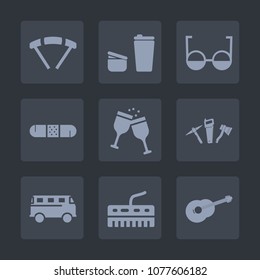 Premium set of fill icons. Such as transport, table, skydiving, road, sport, repair, health, vision, morning, brown, extreme, optical, alcohol, glass, medicine, care, fly, mug, cup, eyeglasses, drink