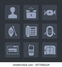Premium set of fill icons. Such as transportation, colorful, sailboat, pack, telephone, communication, account, internet, stationary, user, activity, elevator, call, phone, candy, package, canoeing