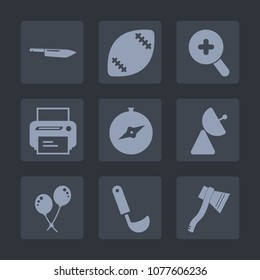Premium set of fill icons. Such as kitchen, sport, tool, north, print, cooking, compass, view, business, zoom, machine, sign, soup, american, map, axe, grass, web, magnifying, ball, equipment, goal