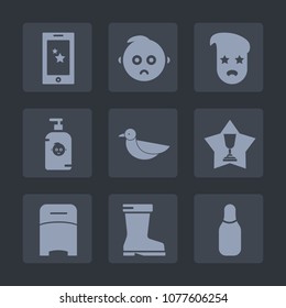 Premium set of fill icons. Such as footwear, achievement, furniture, style, winner, sport, place, fun, sad, fashion, graphic, nature, blank, cone, award, mobile, soap, child, bed, phone, cute, kid