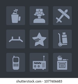 Premium set of fill icons. Such as medicine, radio, stationary, air, cooking, media, shipping, transportation, modern, oven, cup, doctor, hot, telephone, star, sign, stand, communication, espresso, up