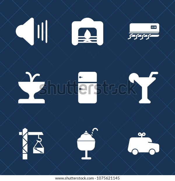 Premium set with fill icons. Such as food, cooling,\
interior, drink, red, room, home, art, air, ice, holiday, winter,\
fridge, martini, dessert, child, electric, volume, construction,\
water, play, saw