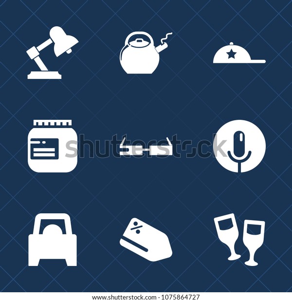Premium set with fill icons. Such as tag, glasses,\
microphone, price, sale, car, clothing, hat, kitchen, modern, home,\
cap, glass, furniture, vehicle, alcohol, fashion, electric, jam,\
kettle, light