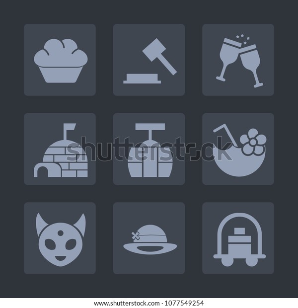 Premium set of fill icons. Such as hat, law,\
baggage, house, dessert, arctic, hotel, bellboy, space, service,\
luggage, train, alien, monster, fiction, justice, alcohol, cookie,\
doughnut, wine, hammer