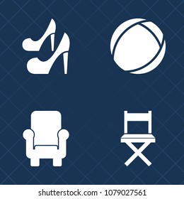Premium set of fill vector icons. Such as seat, sexy, round, footwear, elegant, home, white, heel, chair, interior, armchair, shoe, modern, glamour, women, furniture, beauty, elegance, element, woman