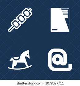 Premium set of fill vector icons. Such as mail, chicken, letter, dinner, child, document, play, page, paper, barbecue, communication, food, meat, business, web, toy, baby, message, vegetable, pork