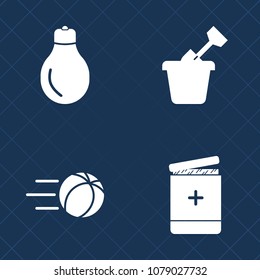Premium set of fill vector icons. Such as energy, goal, kick, innovation, childhood, game, competition, pharmacy, sandbox, light, soccer, box, player, hospital, football, sport, bulb, lightbulb, power