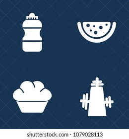 Premium set of fill vector icons. Such as bread, watermelon, bottle, food, cupcake, breakfast, white, bakery, background, chocolate, liquid, old, kitchen, refreshment, muffin, object, metal, plastic