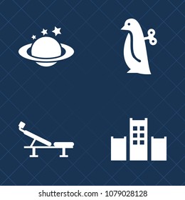 Premium set of fill vector icons. Such as service, planet, astronomy, hotel, healthy, training, cartoon, animal, night, luggage, seat, white, bed, bird, earth, room, science