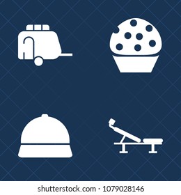 Premium set of fill vector icons. Such as cafe, doughnut, white, head, black, cookie, van, exercise, sign, cap, cake, background, sport, road, bakery, pastry, seat, object, muffin, dessert, bread, bus