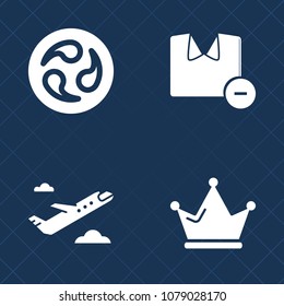 Premium set of fill vector icons. Such as transport, wash, t-shirt, fashion, hygiene, flower, clean, flight, transportation, japanese, traditional, pattern, luxury, remover, queen, white, shirt, crest