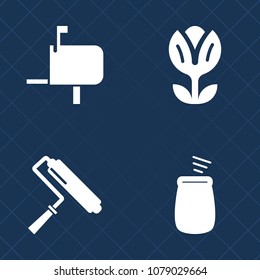 Premium set of fill vector icons. Such as message, roller, post, service, tool, wedding, correspondence, percussion, summer, instrument, renovation, garden, roll, bloom, delivery, music, pink, letter