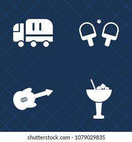Premium set of fill vector icons. Such as equipment, activity, pong, bar, glass, ball, delivery, play, drink, lemon, transport, ice, song, cocktail, shipping, electric, business, tennis, commercial