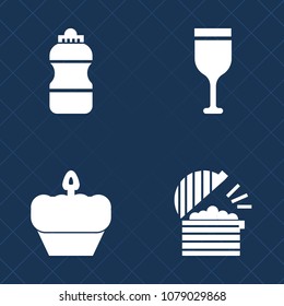 Premium set of fill vector icons. Such as fresh, chef, pour, sweet, bottle, wine, restaurant, coffee, liquid, alcohol, red, wineglass, celebration, water, drink, bakery, white, sign, glass, kitchen