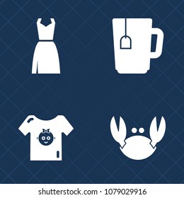 Premium set of fill vector icons. Such as drink, garment, sign, shellfish, fashion, breakfast, cappuccino, cotton, blue, gourmet, kid, baby, child, cup, tea, elegance, sea, beautiful, infant, girl