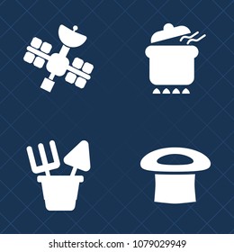 Premium set of fill vector icons. Such as technology, head, chicken, sign, homemade, worker, cuisine, healthy, tool, black, lunch, vegetable, antenna, hat, communication, play, summer, meal, pot, dish