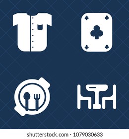 Premium set of fill vector icons. Such as sign, dinner, black, man, folded, poker, game, plate, garment, meal, card, vegas, kitchen, gambling, kid, win, home, breakfast, shirt, clothing, child, family