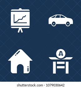 Premium set of fill vector icons. Such as report, traditional, japan, city, highway, move, direction, document, asphalt, transportation, template, architecture, graphic, home, real, bright, graph, art