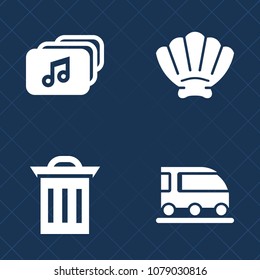 Premium set of fill vector icons. Such as van, sea, transportation, trash, sign, rubbish, marine, recycling, pollution, text, transport, format, object, video, snail, car, vehicle, ocean, garbage, box