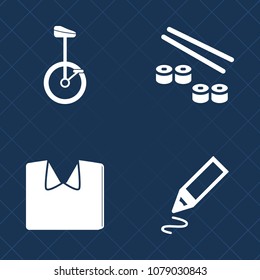 Premium set of fill vector icons. Such as new, raw, tool, collection, retro, shirt, textile, clown, japan, fashion, circus, fish, style, clothing, maki, seafood, bike, cotton, pen, business, folded