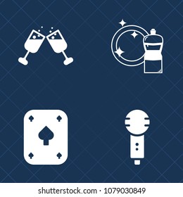 Premium set of fill vector icons. Such as liquid, gambling, household, alcohol, song, beverage, singer, voice, karaoke, equipment, sponge, bucket, casino, wine, housework, celebration, win, bar, broom