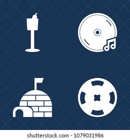 Premium set of fill vector icons. Such as dinner, inuit, house, vegas, snow, bottle, north, landscape, restaurant, winter, gambling, game, note, nature, audio, wood, sky, igloo, glass, vinyl, brown
