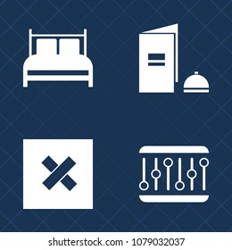 Premium set of fill vector icons. Such as volume, sleep, book, business, page, background, open, night, simple, hostel, closed, brochure, music, cover, element, internet, abstract, equality, sign, web